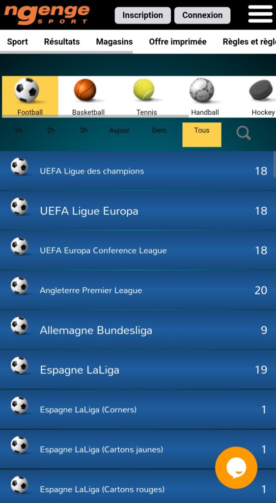 application ngenge sport paris sportifs