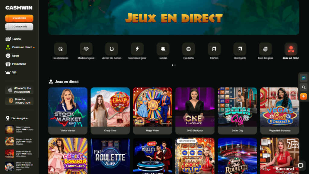 cashwin live casino