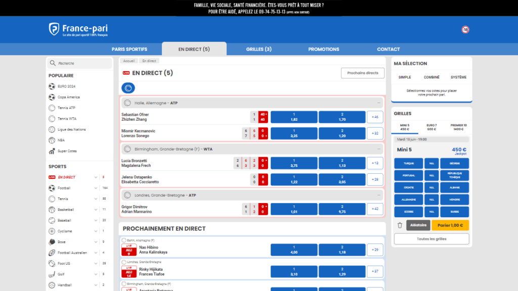 france pari paris sportifs en direct
